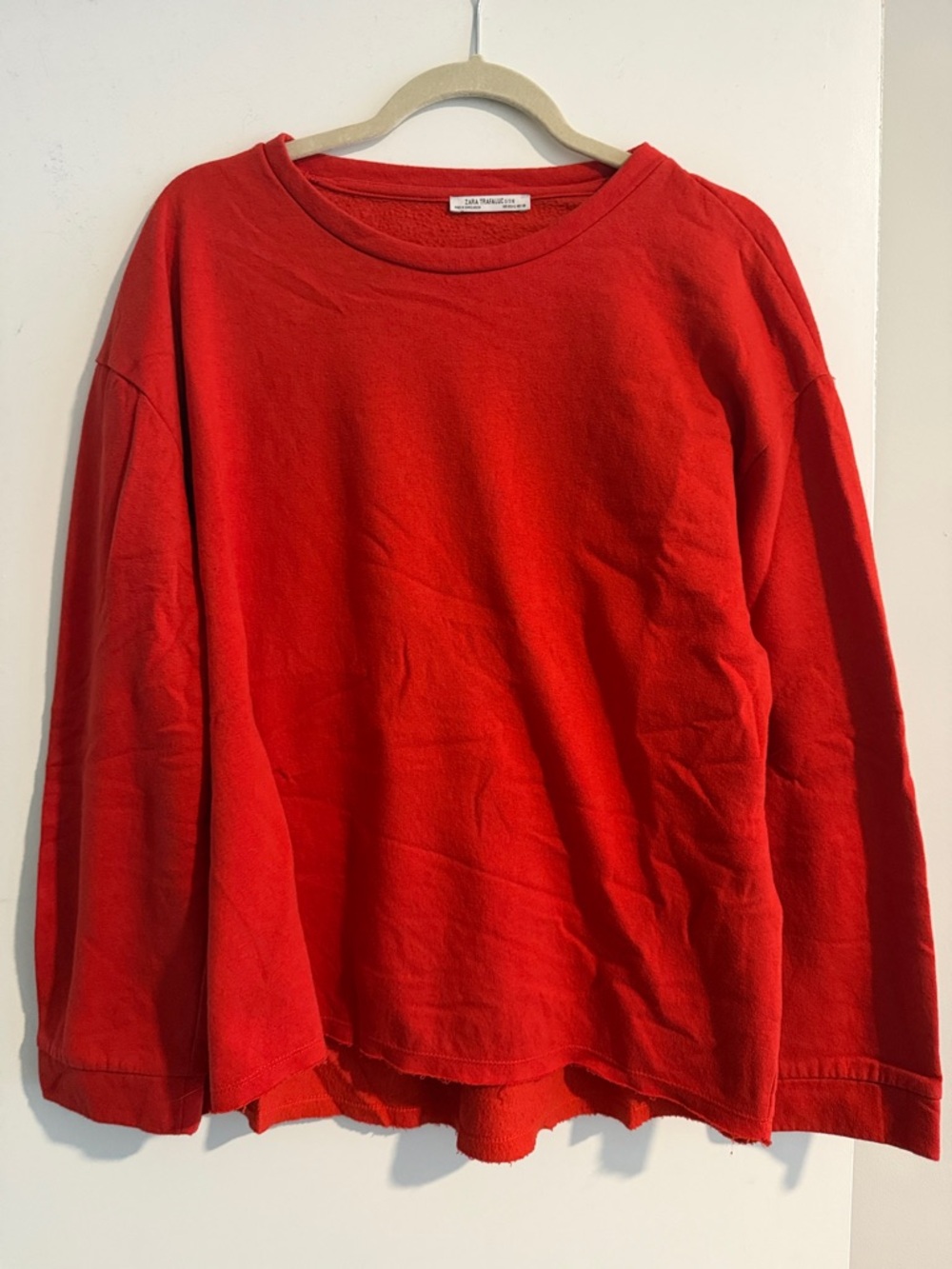Zara Bright Red Crewneck Pullover